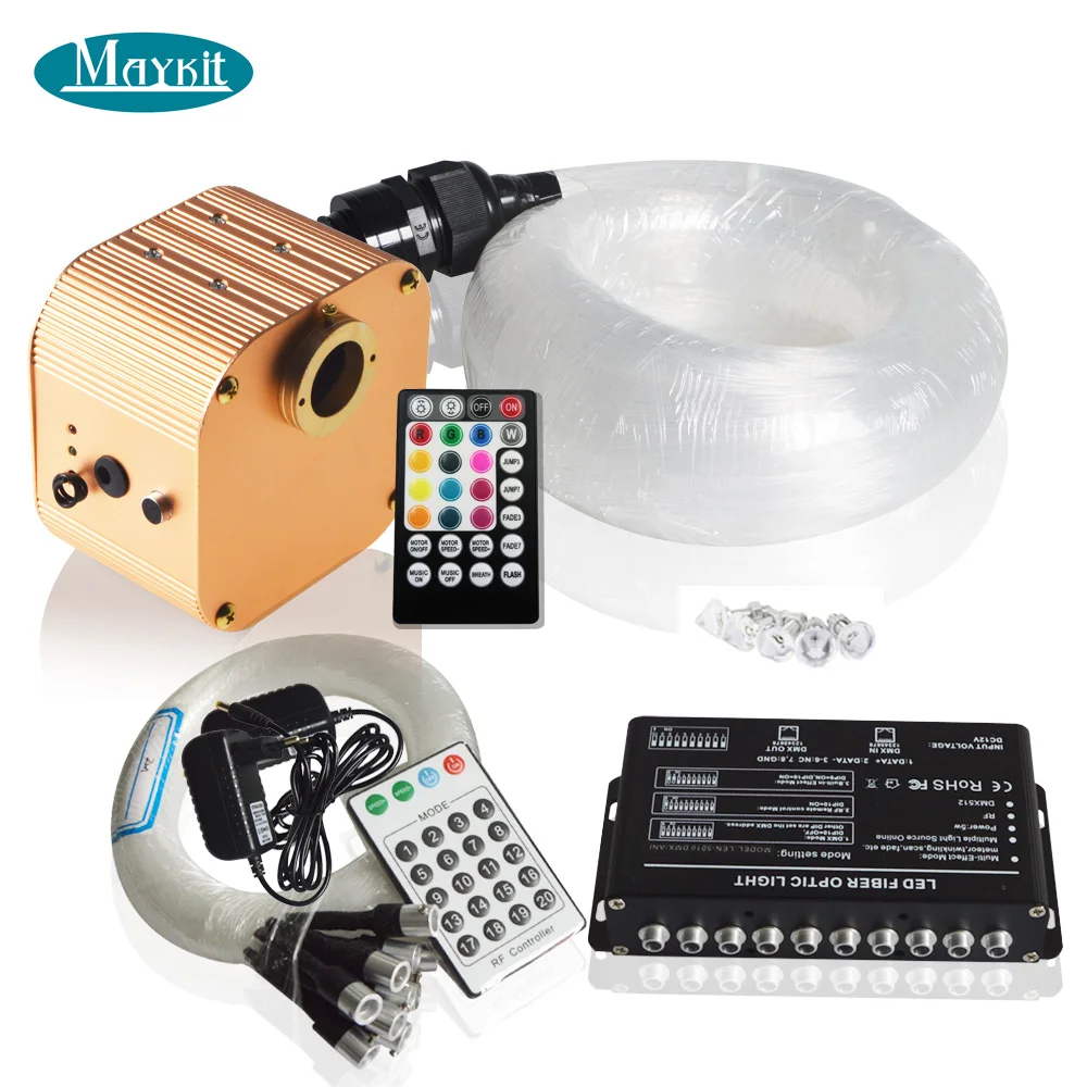 Maykit Music Twinkle 16 Вт RGBW светодиодный потолочный светильник из оптического волокна со съемкой светодиодный светильник 4 м fibra оптика 0,75 мм 1,0 мм 1,5