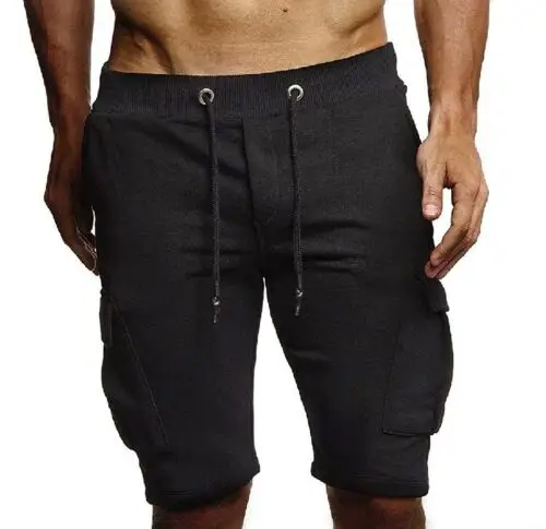 Мужские повседневные шорты с карманами средней длины хлопковые спортивные 4