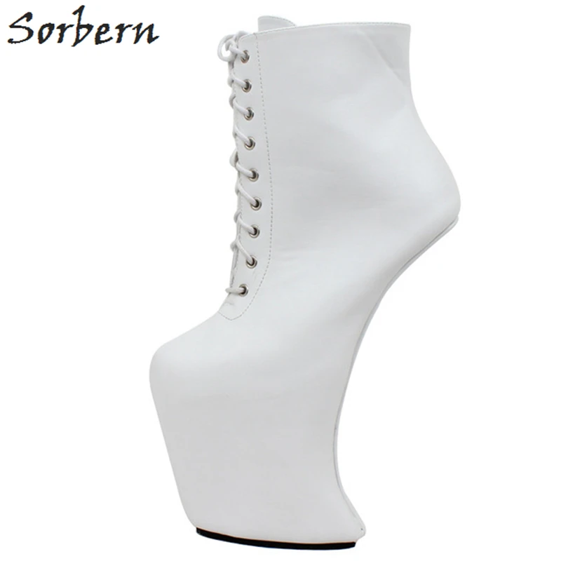 Белый Sorbern ботильоны для женщин Heelless Lady Gaga обувь унисекс на каблуке обувь на платформе обувь на толстом каблуке для трансвеститов - Цвет: Белый