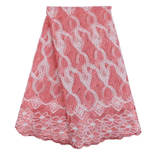 Новое прибытие Двойной Цвета Вышивка чистая Африканский Шнурок ткани Органзы