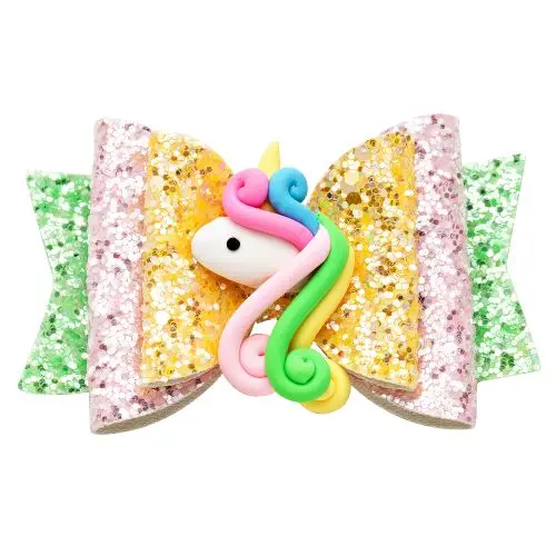 Зеленый 3,5 ''Для женщин для маленьких девочек Единорог бабочка для волос с блеском дети шпильки заколка для волос для детей аксессуары для детских волос Головные уборы - Цвет: Зеленый