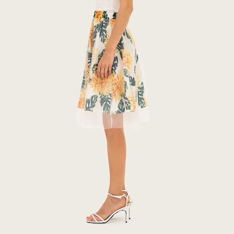 Сетчатая Женская плиссированная юбка 2019 лето осень двухслойная с высокой талией