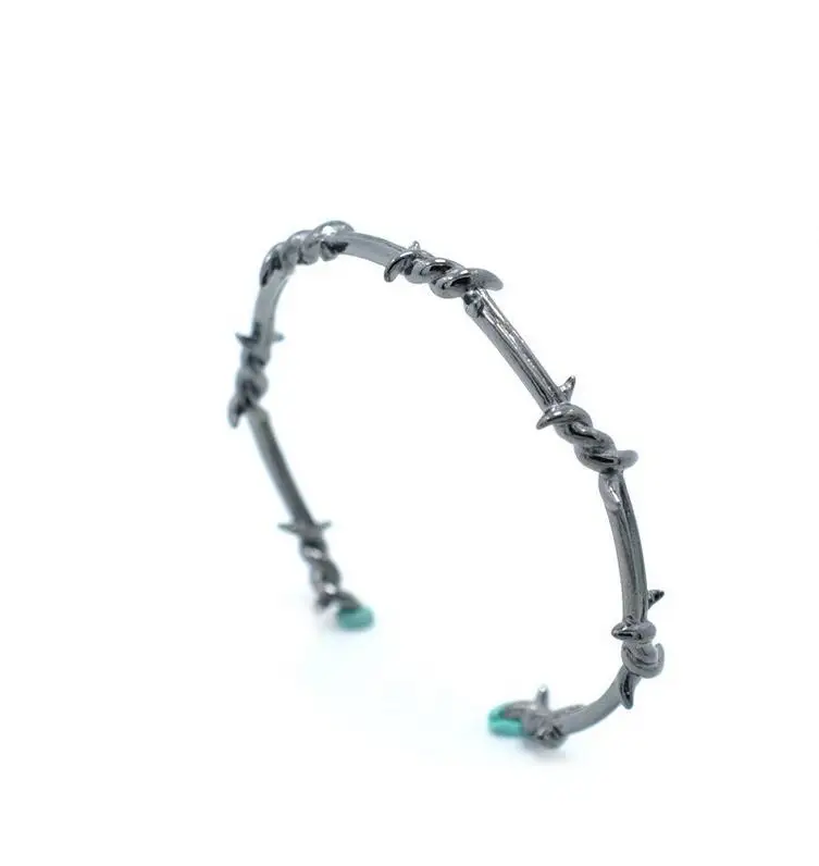 Мужской Открытый Браслет-манжета твист шипы проволока Pulsera титановая сталь геометрический браслет браслеты 16-20 см колючие украшения