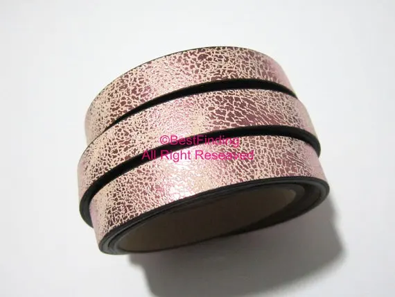 

10mm Metallic pink leather cord 10x2mm Flat leather cord S1045