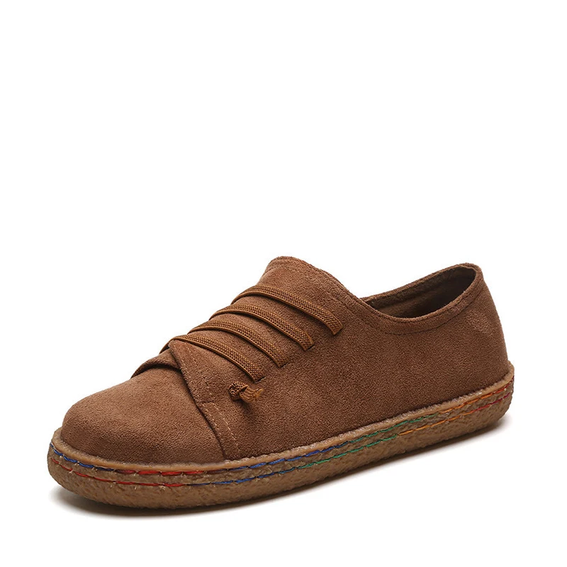 Khaki MCCKLE/Весенняя женская обувь на плоской подошве; Модные женские мокасины размера плюс; Повседневная обувь без застежки; женские лоферы; нескользящая прошитая обувь - Цвет: Khaki