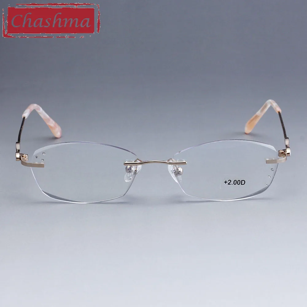 Бренд Chashma, женские очки без оправы, качественные оптические очки для чтения, обработанные бриллиантами, готовые очки, тонированные линзы, очки для чтения