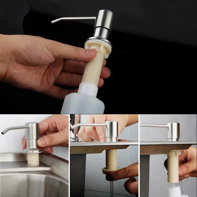 Kitchen Soap Dispenser Stainless Steel Head Sink Detergent Liquid Sanitizer Hand Wash Pump Bathroom Bottle | Обустройство дома