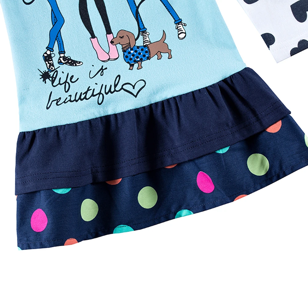 JUXINSU Toddler Girls Cotton Long Sleeve Dresses Three Stylish Little Cartoon Autumn Winter Girl Casual Dress for 1-5 Year | Детская