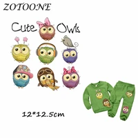 zotoone iron on patches cartoon owls heat transfer patches for clothing t shirt beaded applique clothes diy accessory decoration