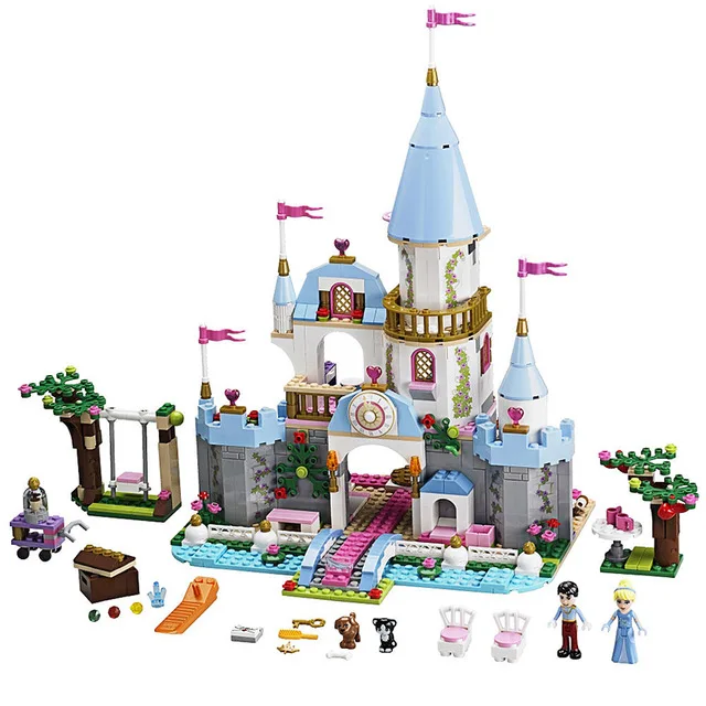 Cinderella Castle Игрушки для девочек, друзья, Эльза, Анна, ледяной замок, дворец подводного моря, замок Золушки, модельный комплект, строительные блоки, кирпичи, детские игрушки, подарок - Цвет: Cinderella Castle