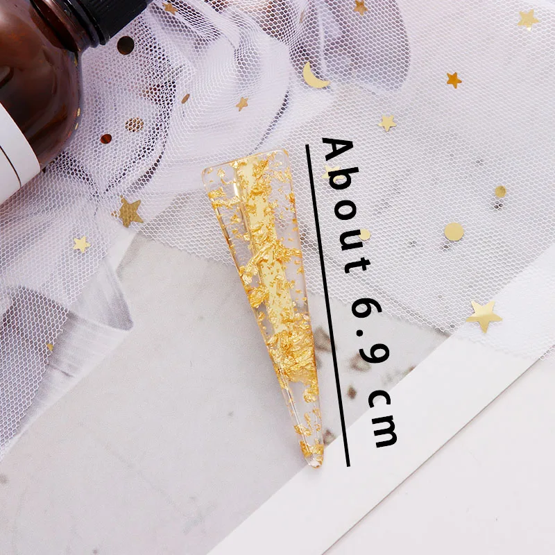 Gold Triangle 1 New Fantasy Acetate Gold Silver Foil Geometric Hair Clips Women Girls Sweet Hairpins Headband Hair Claws Hair Accessories - Цвет: Gold Triangle 1
