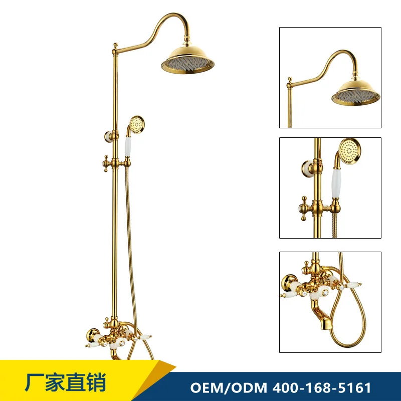 Классический роскошный настенный смеситель для ванной комнаты с розовым золотым