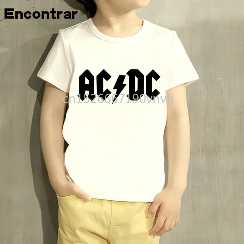 Детская футболка с принтом в стиле рок AC/DC топы короткими рукавами для маленьких