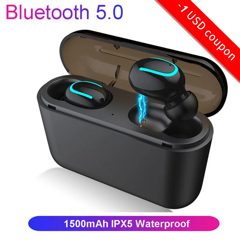 HQB Bluetooth5.0 наушники вкладыши TWS с Беспроводной Blutooth громкой связи Bluetooth гарнитура