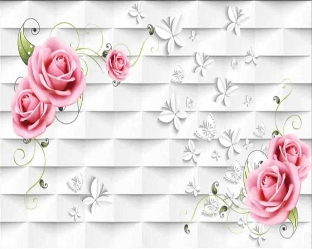 beibehang Custom mural 3d stereo photo wallpaper rose vine butterfly TV background wall living room bedroom | Обустройство дома