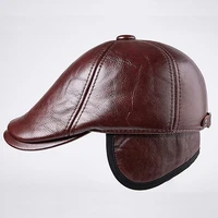 xdanqinx genuine leather hats winter mens warm cowhide berets thermal snapback fashion tongue caps male bone brands dads cap