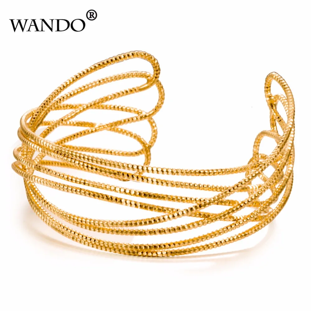Женский и мужской браслет WANDO модный золотого цвета с цепочкой B18|bangle jewelry|men banglegold