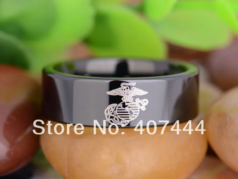 Free Shipping YGK JEWELRY Hot Sales 8MM Black Pipe Military Army Marines New Mens Tungsten Carbide Wedding Ring | Украшения и