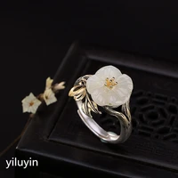 kjjeaxcmy boutique jewelryar s925 sterling silver gilded natural hetian jade white jade set inlaid plum blossom high end joker l