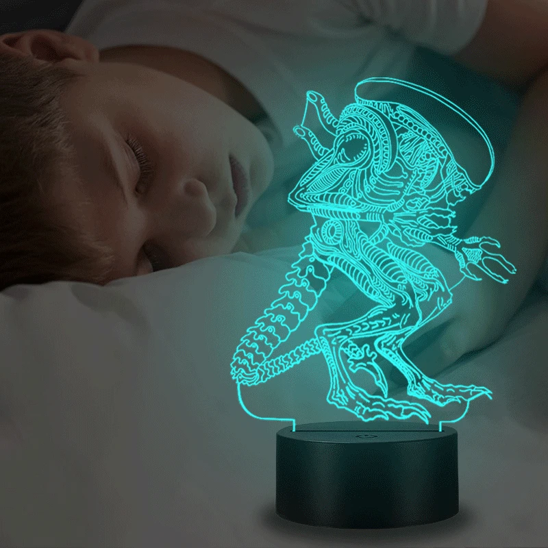 VCity чужой Xenomorph 3D Ночной светильник Luminaria потолочный светодиодный USB Многоцветный