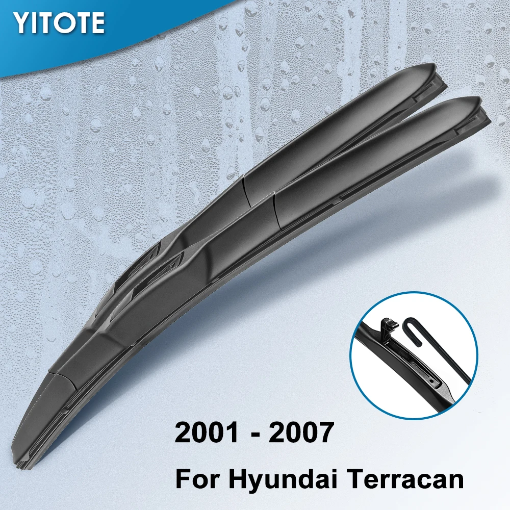 YITOTE гибридные щетки стеклоочистителя для Hyundai Terracan Fit Hook Arms 2001 2002 2003 2004 2005 2006
