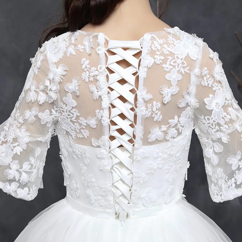 

Ball Wedding gowns 2019 Bridal Dress Ball Gown Romantic Illusion Floral Lace Tulle Sweetheart Half Flare Sleeve Floor Length