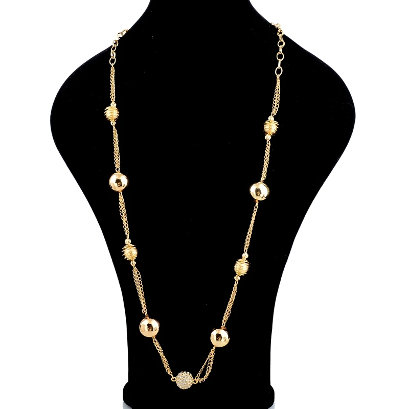 

LongWay Gold Color Chain Necklaces For Women With Austrian Crystal Ball Pendant High Quanlity Wedding Jewelry SNE160032103