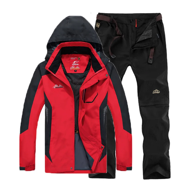 

DIRENJIE Men Outdoor Summer Climbing Trekking Camping Hiking Fishing Hoodie Jackets + Waterproof mountaineering Trousers Sets