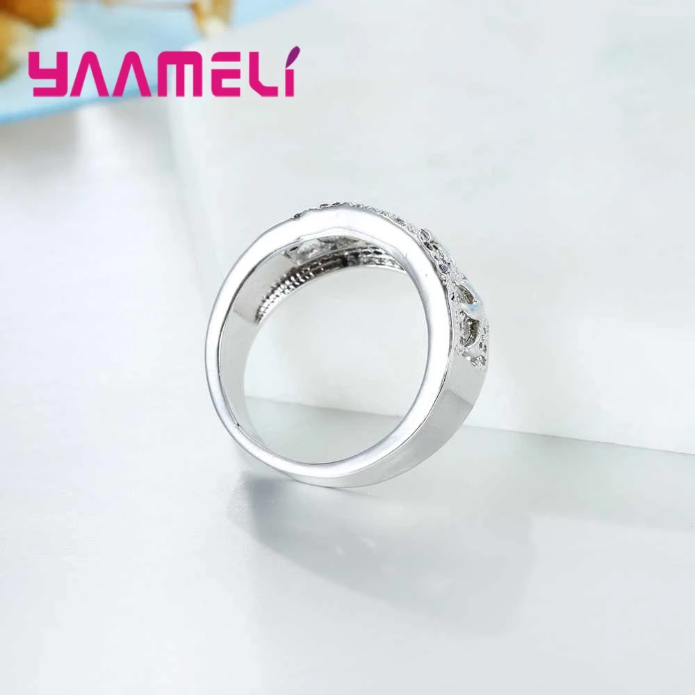 Exquisitely Beautiful Purple And Pink Crystal Stone Geometric Ring Party Engagement 925 Sterling Silver For Women Gift | Украшения и