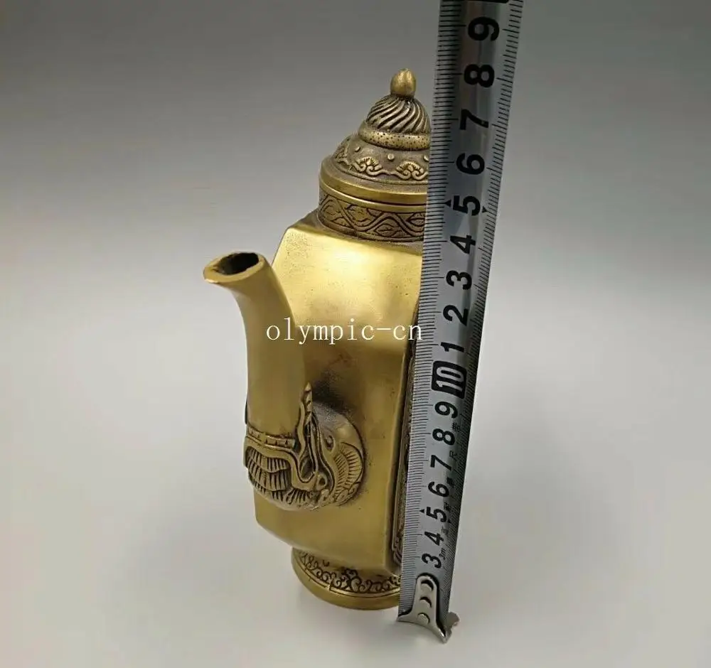 7 дюймов медный латунный резной цветок лотоса дизайнерский чайник с драконом