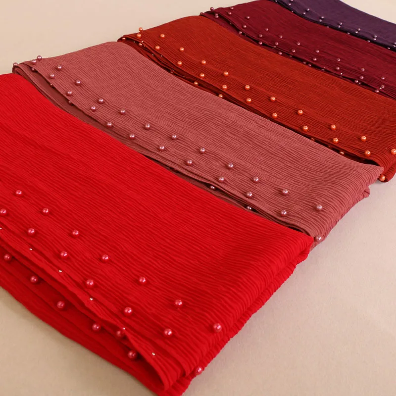 Шифоновый шарф с помпонами и бусинами 21 цвет 20 шт./лот|crumple shawl|shawl beadedplain hijab |
