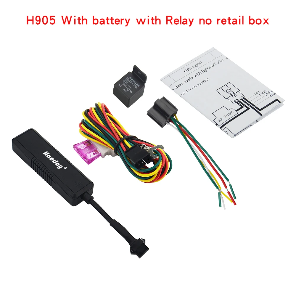 With battery relay 1 Мини gps автомобильный трекер H905 отслеживание в реальном времени gps-локатор 9-90 в отрезание мощности топлива автомобиля GSM gps трекер использование google maps бесплатное приложение - Цвет: With battery relay 1