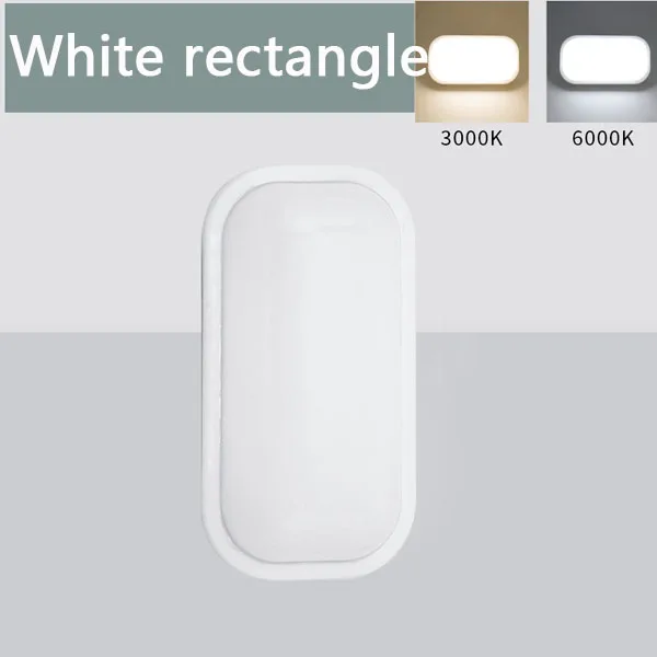 White rectangle Светодиодный водонепроницаемый IP65 Светодиодный светильник для крыльца, монтируемый на поверхности 16 Вт 20 Вт 110 В 220 В, Уличный настенный светильник, Круглый Овальный светильник для ванной комнаты - Цвет абажура: White rectangle