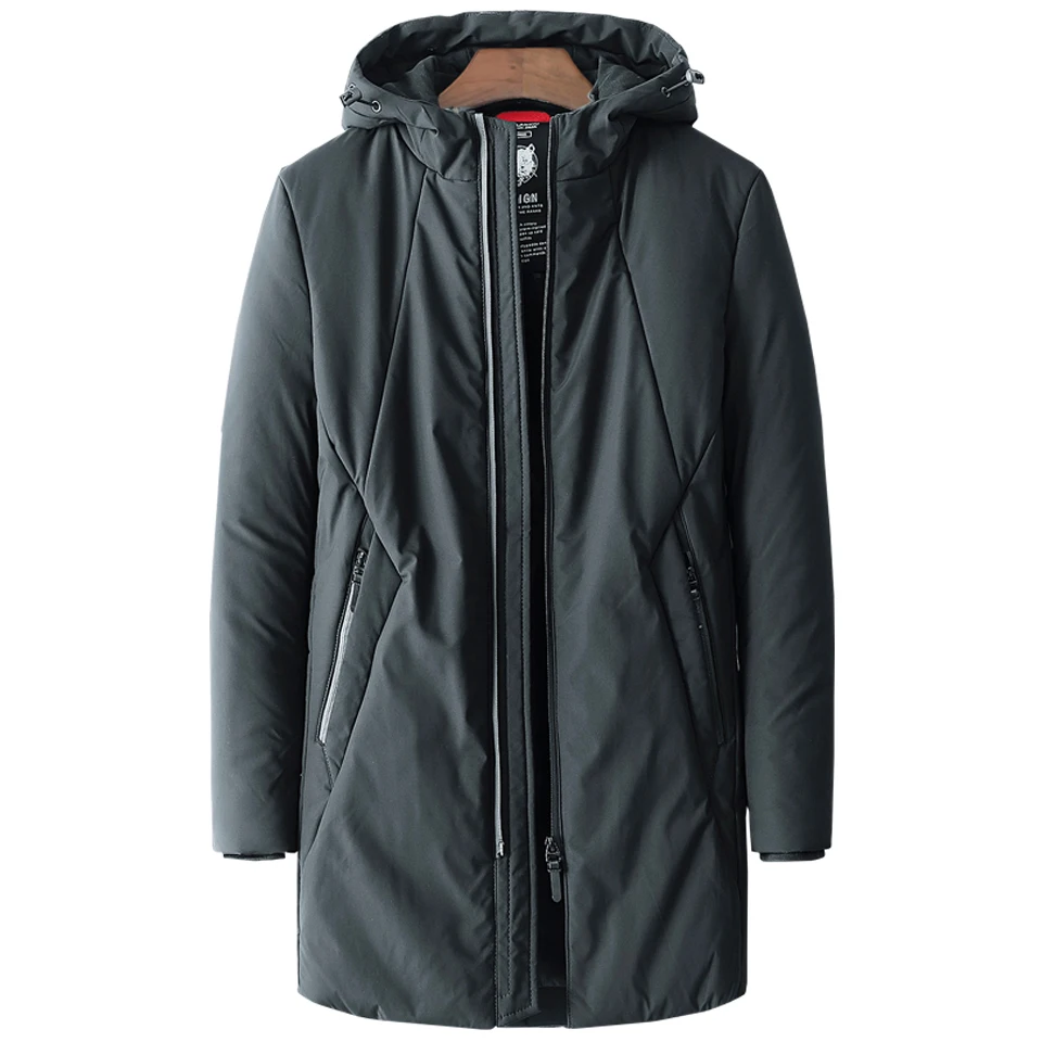 HTLB, зимняя, осенняя, мужская, длинная, толстая, хлопковая парка, куртка, пальто, мужская, брендовая, одноцветная, с капюшоном, с карманом-10 градусов, теплая куртка, парки для мужчин