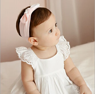 Повязка для волос с узелком кроличьи ушки двухцветная хлопковая лента бантом