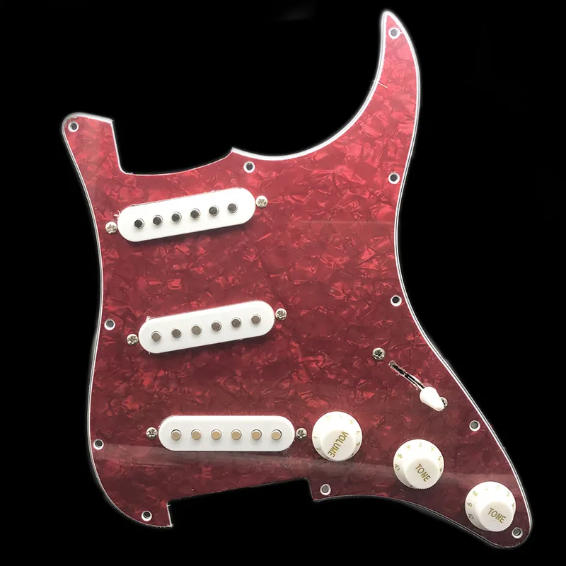 Red Pearl Одна катушка Alnico электрогитара Pickguard звукосниматели AlnicoLoaded Prewired 11 отверстий SSS красный/белый жемчуг белый аксессуары для гитары - Цвет: Red Pearl