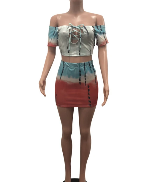 Sexy Women 2 Piece Set Bodycon Skirt Set Casual Clubwear Party Crop Top Wrap Skirts For Women Slash Neck Female Bandage Clothing