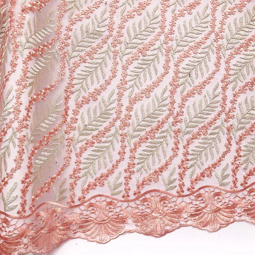 

African French Lace 2019 Green Lilac Cord Lace Fabric 5Yards High Quality Wedding African Fabric Lace For Dress Material