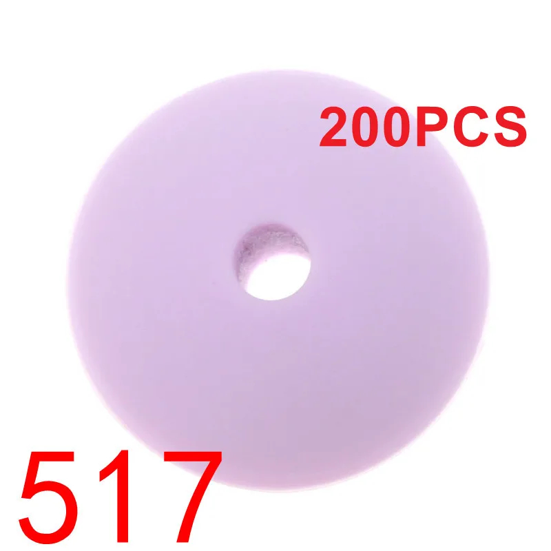 517 Lilac purple 12 мм* 6 мм 200 шт Плоские бусины в форме линз детский Силиконовый грызунок Abacus расстояние бисера BPA бесплатно младенческое ожерелье-Прорезыватель Соска цепочка ручная работа - Цвет: 517 Lilac purple