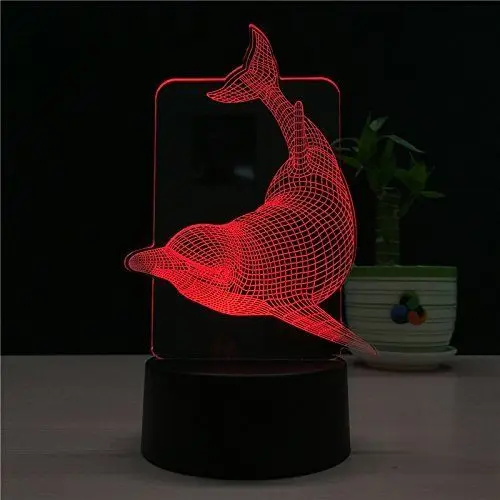 Новые классные визуальный индикатор ночник 3D LED стол Дельфин Ночник светильник 7