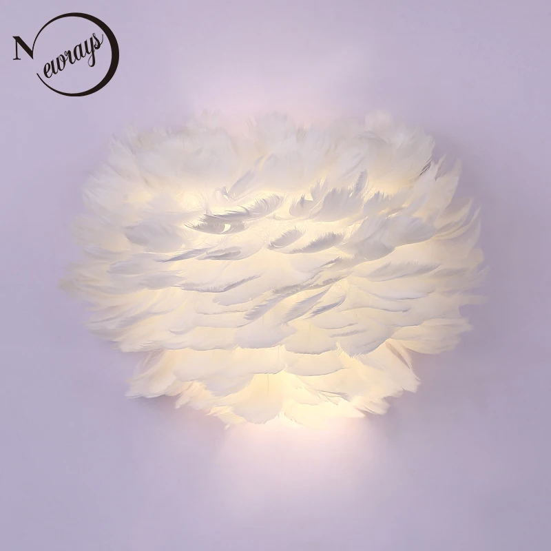 

Vintage feather dream hand knitted wall lamp LED E27 220V wall light with lampshade for living room bedroom study hotel cafe bar