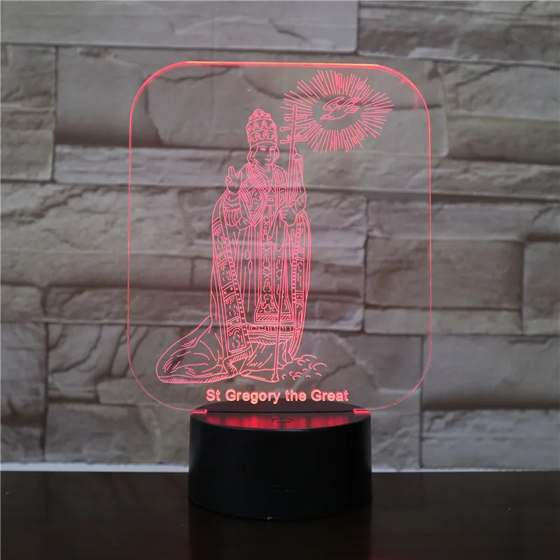 Креативная Ночная лампа папы Святого Грегория 7 цветов меняющая настроение Usb