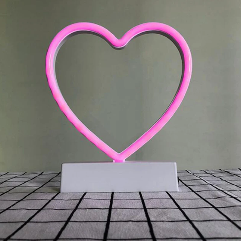 Модный светодиодный неоновый розовый светильник на батарейках с надписью love