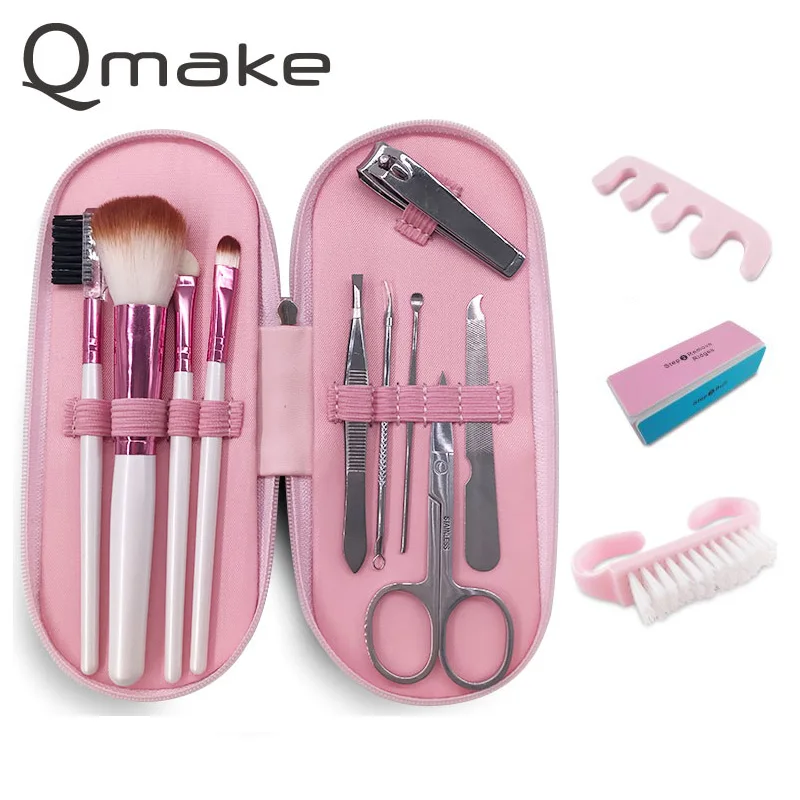 QM-185-P uint Qmake 10 шт Многофункциональный набор инструментов кисти для макияжа Косметика основа для бровей Набор клиппер маникюрный педикюрный набор для ухода - Цвет: QM-185-P uint