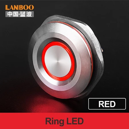 Red LED Ring LANBOO 40 мм кнопочный переключатель вкл. Выкл. 1NO1NC SPST или 2NO2NC DPDT водонепроницаемый переключатель с разъемом провода - Цвет: Red LED Ring