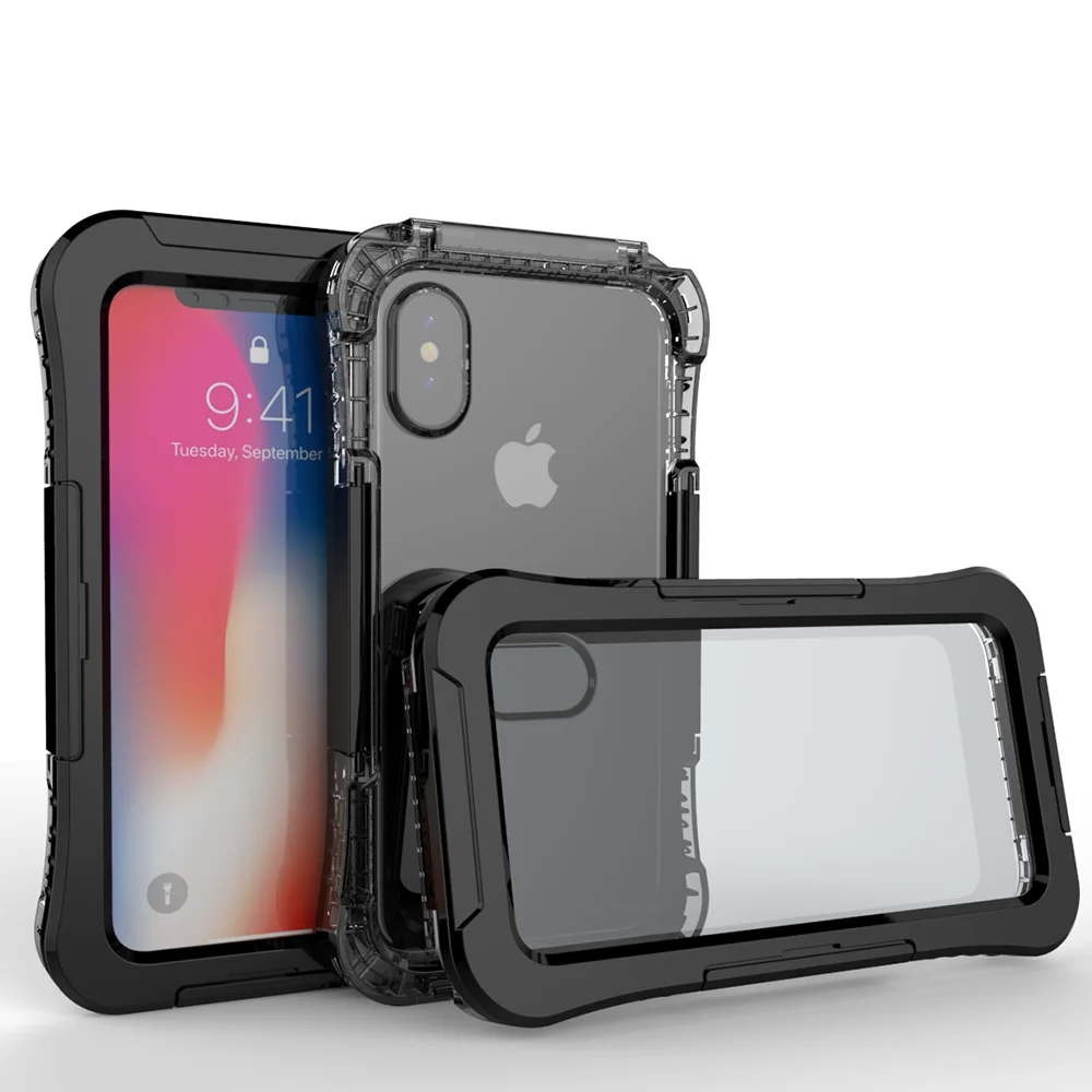 Black IP68 Водонепроницаемый чехол для телефона iPhone 11 Pro Max X XR прозрачный подводный чехол для iPhone XS Max 6 6s 7 8 Plus 5 5S SE чехол - Цвет: Black