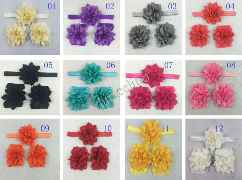 Детские шифоновые повязки на голову с цветком лотоса и босоножки |