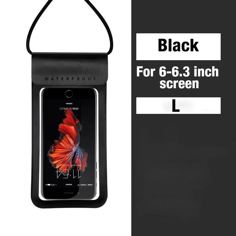 Black 6-6.3inch PU Lymoc водонепроницаемая сумка для телефона, чехол для плавания, дайвинга, для улицы, водонепроницаемый чехол для телефона, для всех 3,5-6,3 дюймов, аксессуары для телефона с фотографией - Цвет: Black 6-6.3inch PU