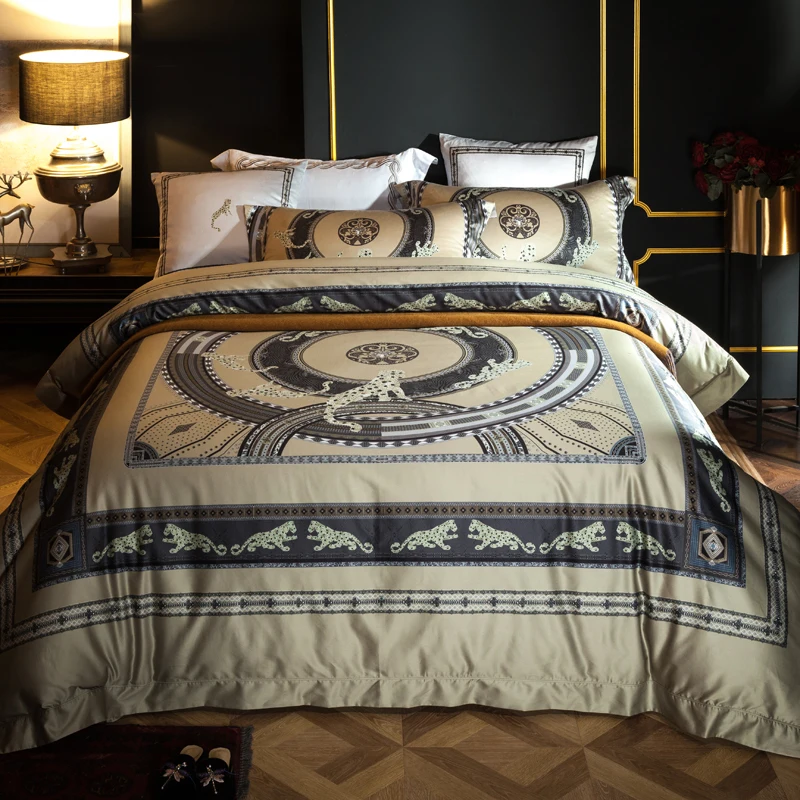 4/6 шт. King queen размеры в богемном стиле роскошные королевские постельные принадлежности набор 100 S постельное бельё из египетского хлопка набор кровать пододеяльник, простынь и наволочки/постельное белье Большие размеры 40