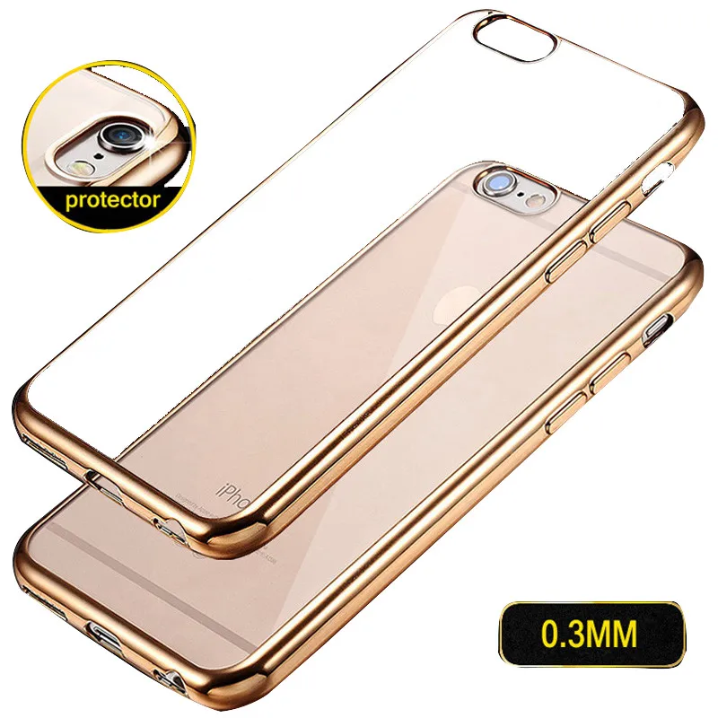 For iphone XS Rose Gold Soft Silicone on MAX Plating Transparent On XR 8Plus 6S 7 Case Fundas Capa |